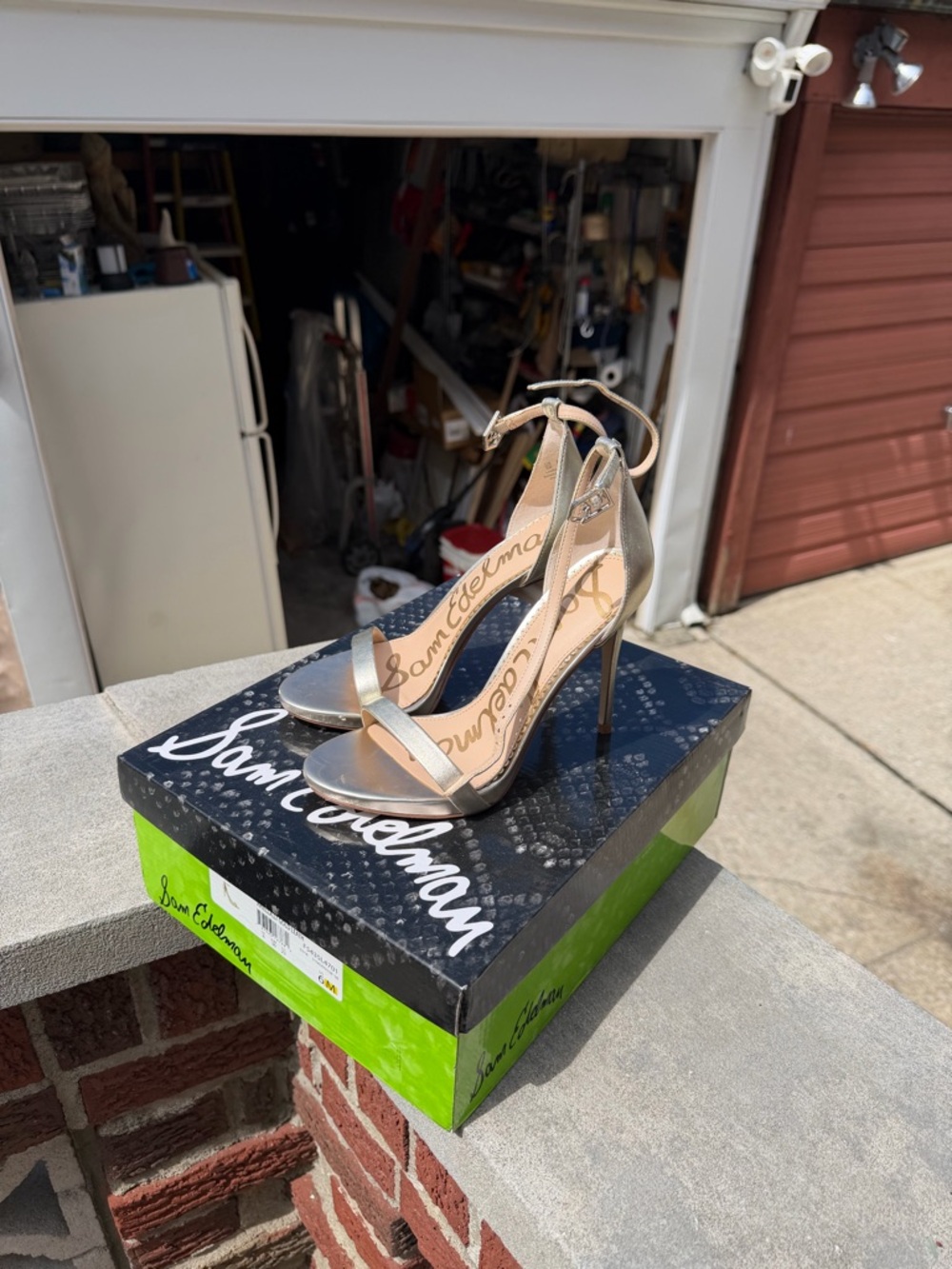 Sam Edelman Ariella Light Gold Ankle-Strap Stiletto Sandals